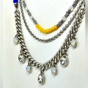 Premier Designs JESS Silver Multi-Strand Crystal & Colored Necklace. 18-26"